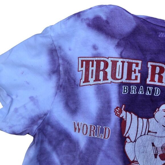 TIE Dyed True Religion Shirt Small Big Logo White/Purple - Picture 6 of 10